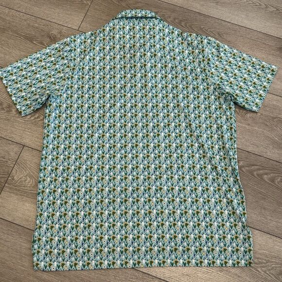 Breezy Golf Polo Men's XL Green Performance Cactus All Over Print Graphic Preppy - Picture 7 of 7